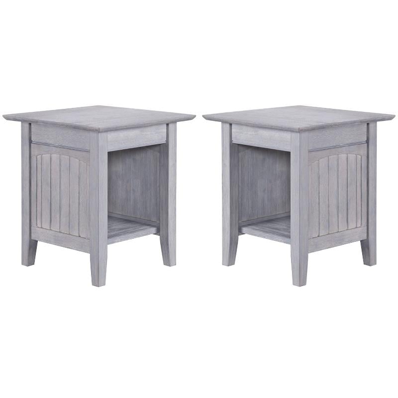 Home Square Solid Hardwood End Table in Driftwood Gray - Set of 2