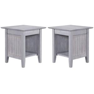 Home Square Solid Hardwood End Table in Driftwood Gray - Set of 2