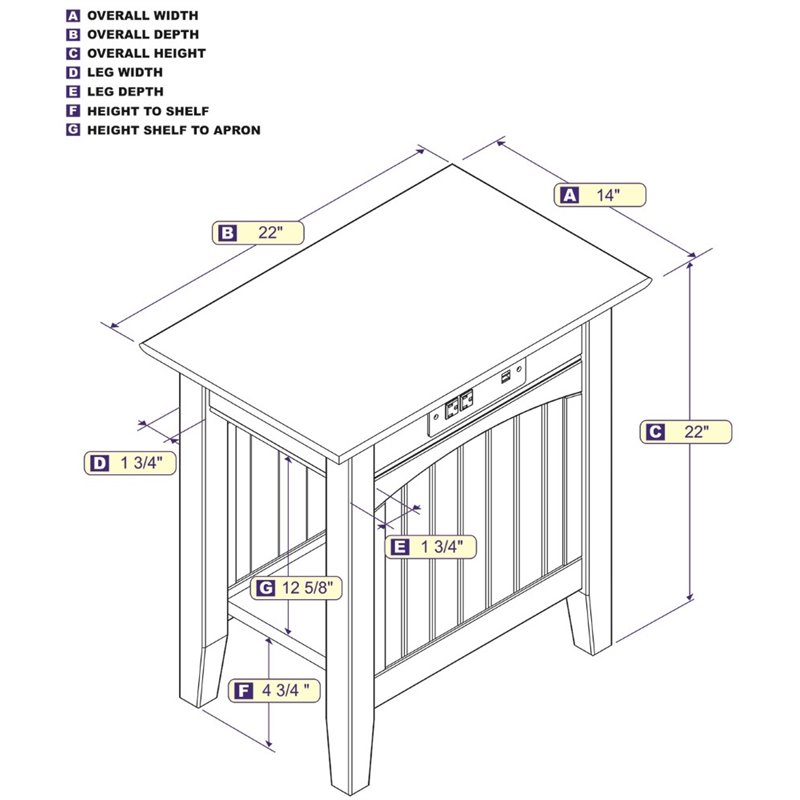 Home Square End Table with Charger in Driftwood Gray - Set of 2