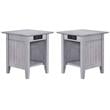 Home Square End Table with Charger in Driftwood Gray - Set of 2