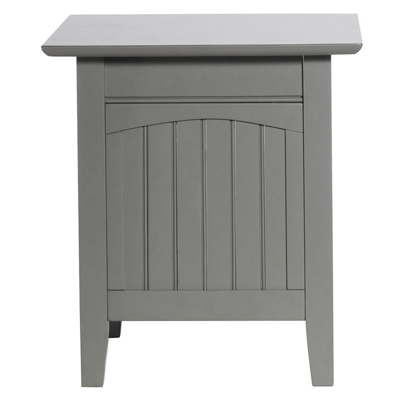 Home Square End Table with Charger in Gray Finish - Set of 2