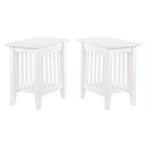 Home Square 14&quot Solid Hardwood End Table in White Finish - Set of 2