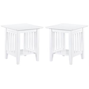 Home Square 20&quot Solid Hardwood End Table in White Finish - Set of 2