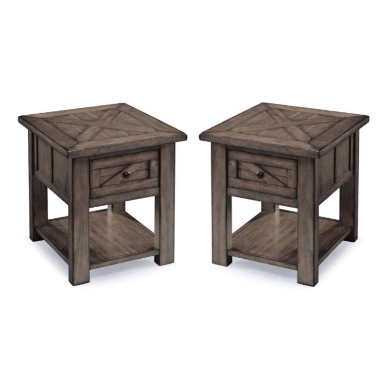 Home Square End Table in Weathered Charcoal Finish - Set of 2