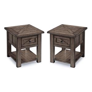 Home Square End Table in Weathered Charcoal Finish - Set of 2