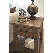 Home Square Rectangular One Drawer End Table in Naural Finish - Set of 2