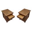 Home Square Rectangular One Drawer End Table in Naural Finish - Set of 2