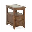 Home Square 2 Drawers Wood Top End Table in Toasted Nutmeg - Set of 2