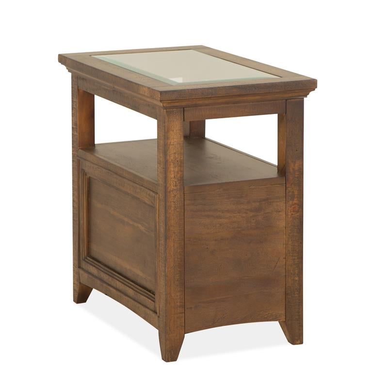Home Square 2 Drawers Wood Top End Table in Toasted Nutmeg - Set of 2