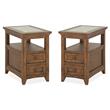 Home Square 2 Drawers Wood Top End Table in Toasted Nutmeg - Set of 2