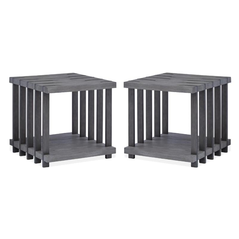 Home Square Rectangular End Table Weathered Gravel - Set of 2
