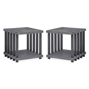 Home Square Rectangular End Table Weathered Gravel - Set of 2