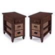 Home Square Cottage Lane 1 Drawer End Table in Brown Finish - Set of 2