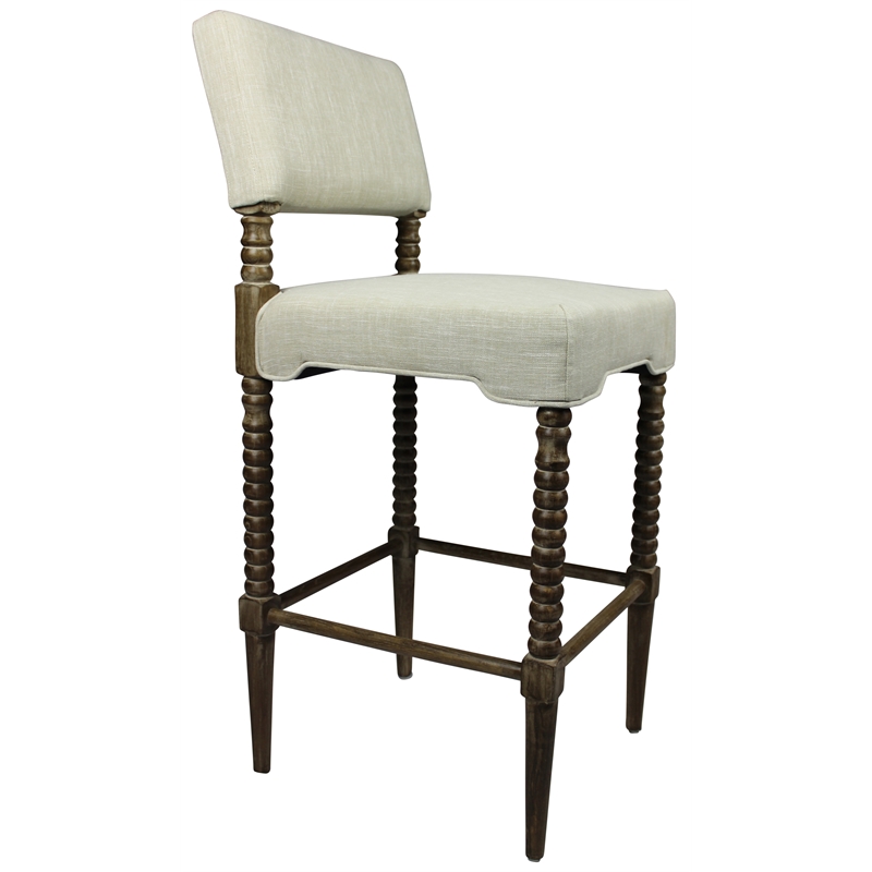 Home Square Upholstered Fabric Bar Stool in Natural Finish - Set of 2