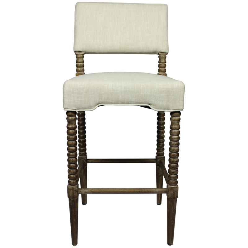 Home Square Upholstered Fabric Bar Stool in Natural Finish - Set of 2