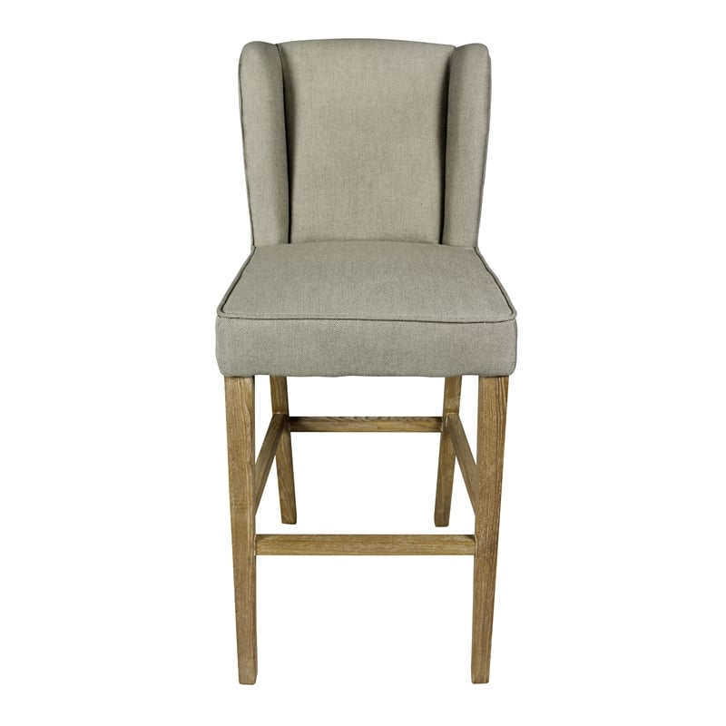 Home Square Upholstered Fabric Bar Stool in Natural - Set of 2
