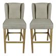 Home Square Upholstered Fabric Bar Stool in Natural - Set of 2