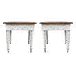 Home Square Bay Solid Wood Hand Carved End Table in Brown - Set of 2