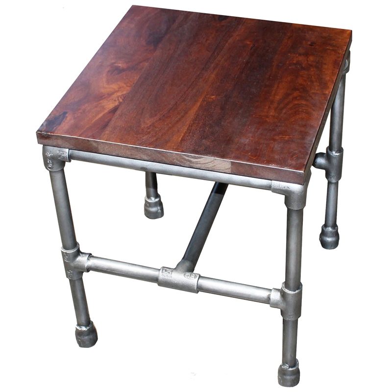 Home Square Solid Wood Side Occasional Table in Brown - Set of 2