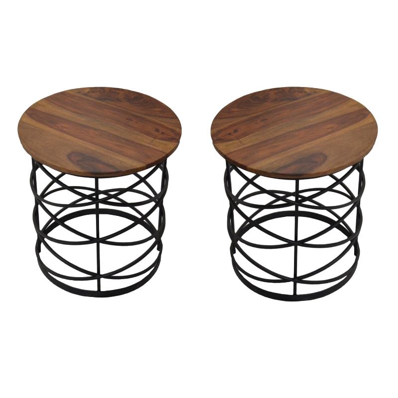 Home Square Solid Wood Side Table in Brown Finish Set of 2 Cymax Business