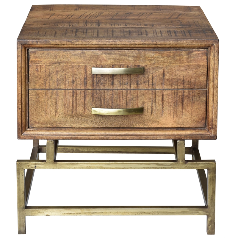 Home Square Solid Wood Side Table in Natural Finish - Set of 2