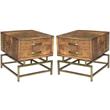 Home Square Solid Wood Side Table in Natural Finish - Set of 2