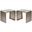 Home Square Cast Iron Side Table in Gold Featuring Studded Detailing - Set of 2