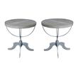 Home Square Round Solid Wood Table with Cast Iron Base in Brown - Set of 2