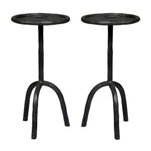 Home Square Modern Cast Iron End Table in Black Finish - Set of 2