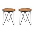 Home Square Solid Wood Round End Table in Brown Finish - Set of 2