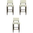 Home Square Upholstered Fabric Bar Stool in Natural Finish - Set of 3