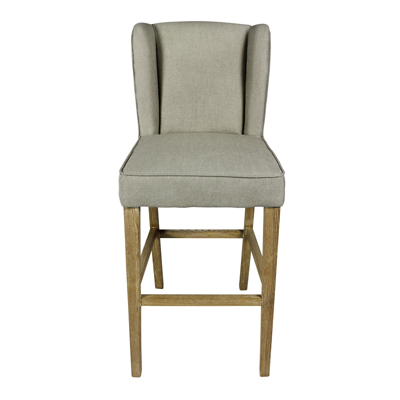 Home Square Upholstered Fabric Bar Stool in Natural - Set of 3