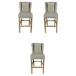 Home Square Upholstered Fabric Bar Stool in Natural - Set of 3