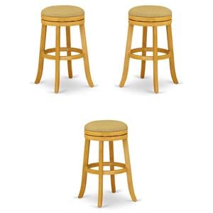 Home Square 30&quot Wood Swivel Backless Bar Stool in Vegas Gold & Oak - Set of 3