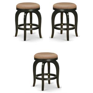 Home Square 24&quot Wood Swivel Backless Bar Stool in Black & Brown - Set of 3