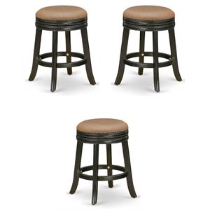 Home Square 24&quot Wood Backless Bar Stool in Black & Brown - Set of 3