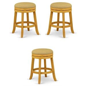 Home Square 24&quot Wood Backless Bar Stool in Vegas Gold & Oak - Set of 3