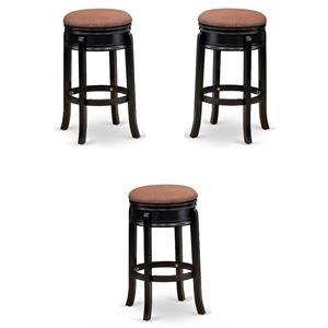 Home Square 30&quot Round Wood Counter Bar Stool in Black & Brown - Set of 3