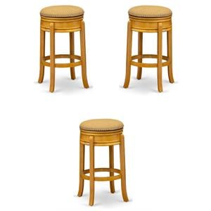 Home Square 30&quot Round Wood Counter Bar Stool in Vegas Gold & Oak - Set of 3