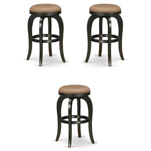 Home Square 30&quot Wood Swivel Backless Bar Stool in Black & Brown - Set of 3