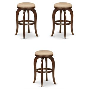 Home Square 30&quot Wood Swivel Backless Bar Stool in Mocha & Mahogany - Set of 3