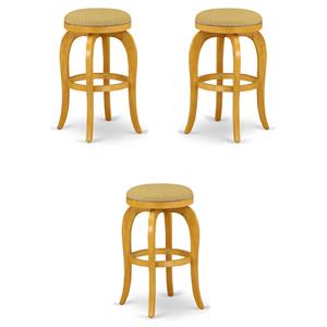 Home Square 30&quot Wood Backless Bar Stool in Vegas Gold & Oak - Set of 3