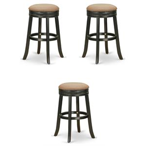 Home Square 30&quot Wood Backless Bar Stool in Black & Brown - Set of 3