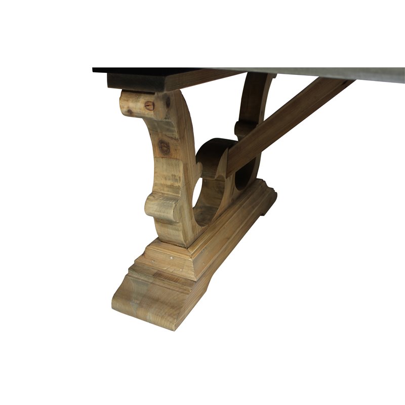 Home Square Solid Wood Cocktail Table with Zinc Top in Natural - Set of 2