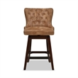 Home Square Tufted High Back Counter Height Barstool in Tan Brown - Set of 3