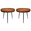 Home Square Solid Wood Round Side Table in Natural Finish - Set of 2