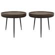 Home Square Solid Wood Round Side Table in Gray Finish - Set of 2