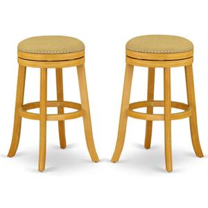 Home Square 30&quot Wood Swivel Backless Bar Stool in Vegas Gold & Oak - Set of 2