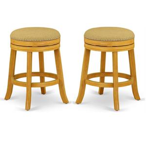 Home Square 24&quot Wood Backless Bar Stool in Vegas Gold & Oak - Set of 2