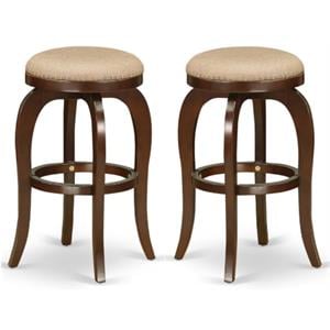 Home Square 30&quot Wood Swivel Backless Bar Stool in Mocha & Mahogany - Set of 2